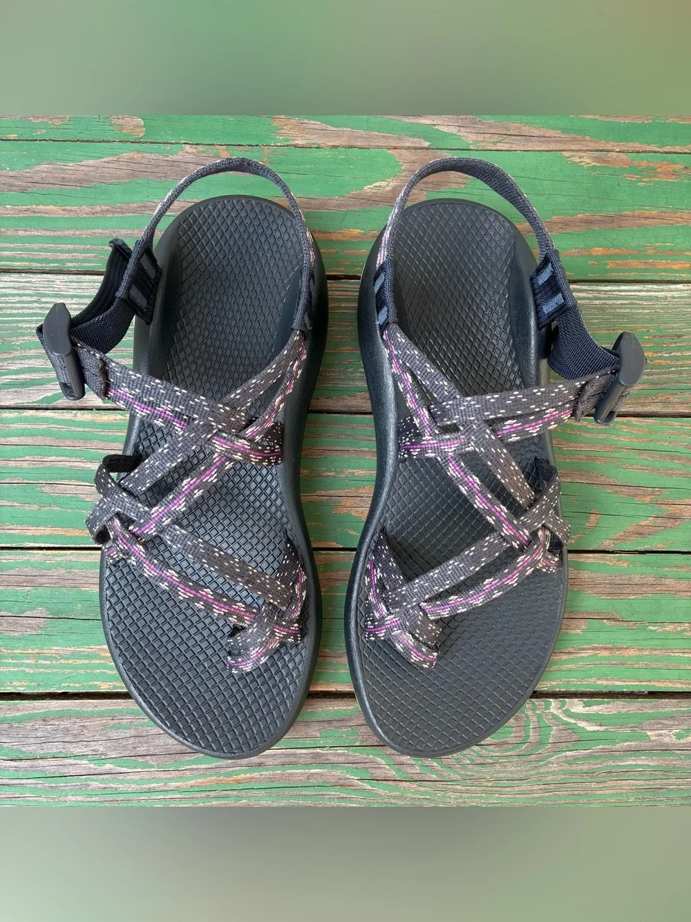 Chaco ZX/2 Classic Sandals Black Purple Womens Sz 8 Beach Hiking ActiveWear